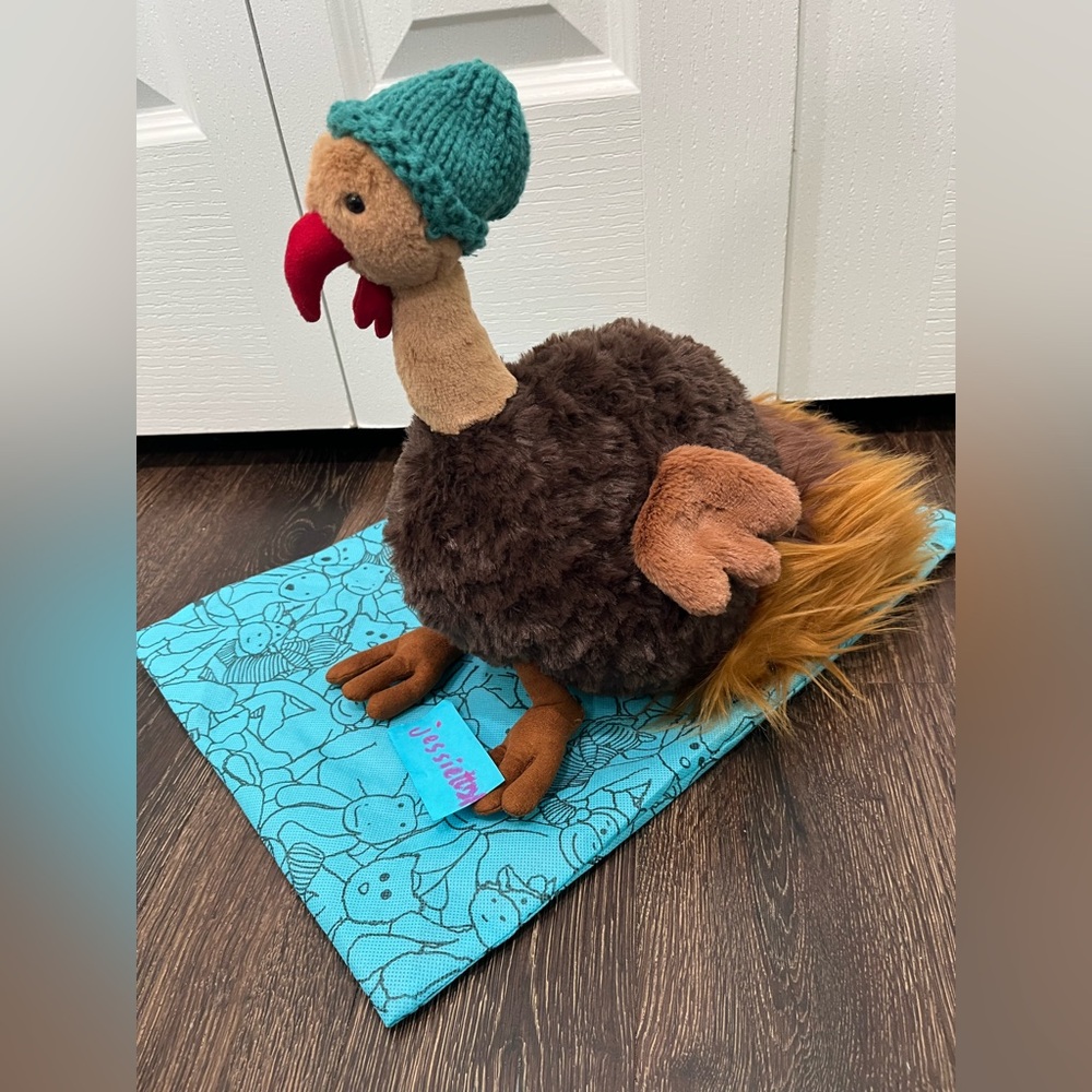 Jellycat Theo Turkey Gift Thanks giving Plush W/dust Bag 100%Authentic NWT US - Picture 2 of 6